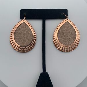 Vintage Hammered Copper Teardrop Dangle Earrings, Unmarked